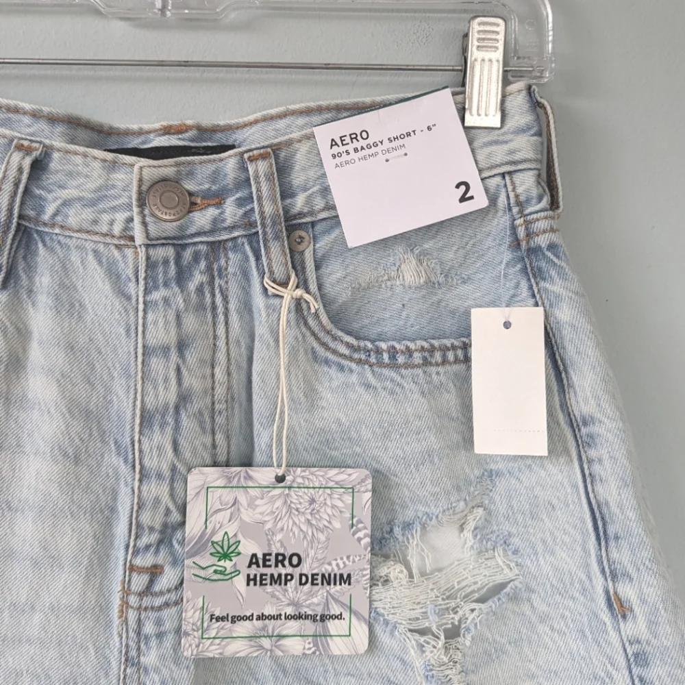 NWT Aeropostale 90's Baggy Hemp Denim Distressed Shorts